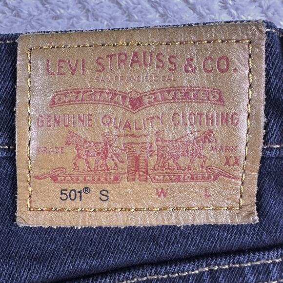 Levi's 501 XX Button Fly Jeans Mens‎ 33x28 Dark Wash Straight Fit Distressed - Picture 8 of 16